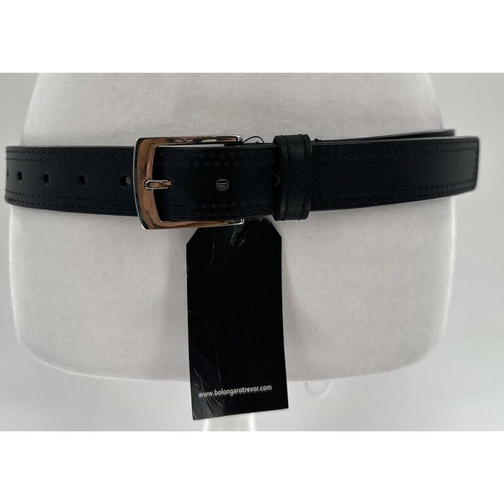 Bolongaro Trevor Mens Dress Belt Black 100% Leather Silver Buckle Size 28 Formal